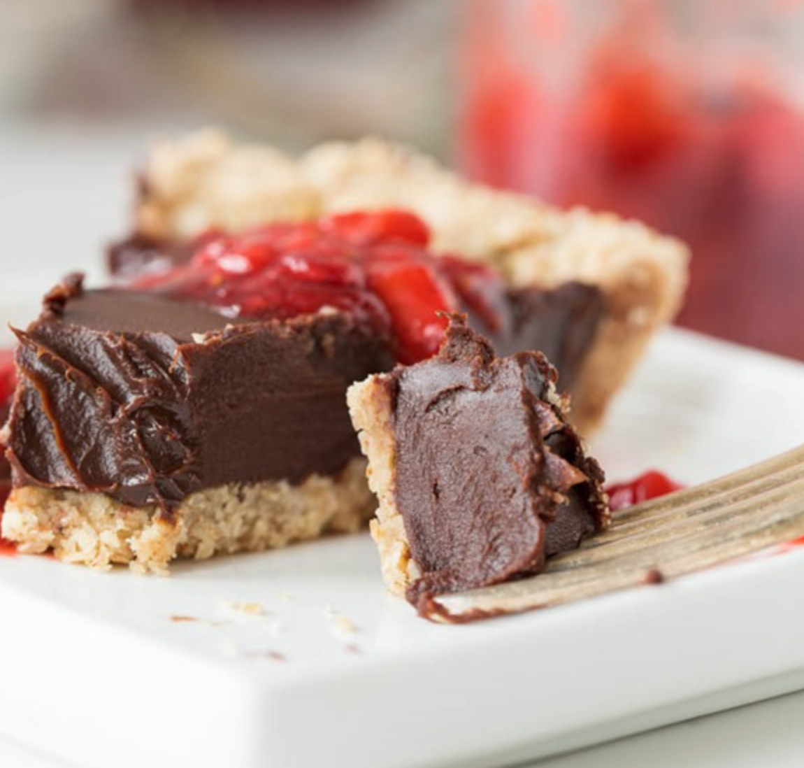 Chilled Chocolate Pie with Toasted Almond Crust